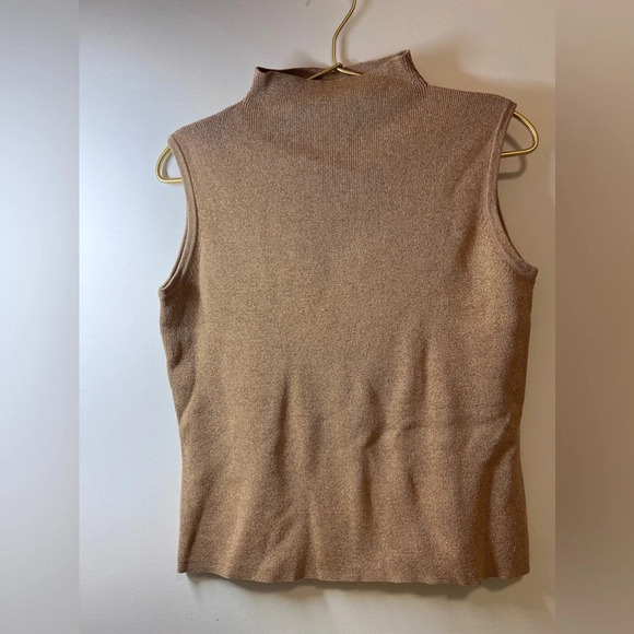 Joseph A Pullover  Sleeveless Silk Sweater Vest  Gold metallic - Picture 5 of 8